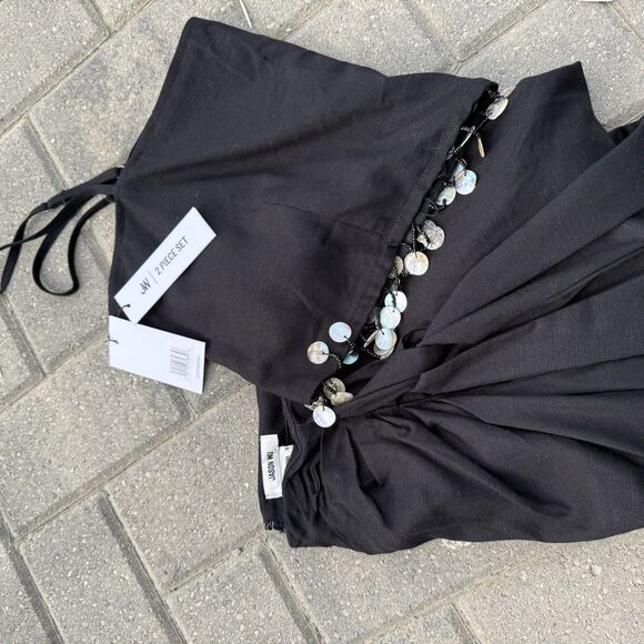 JASON WU Mother Of Pearl Beaded Sea Shell Linen Rayon Crop Top + Skirt SET NWT 6 - Picture 14 of 15